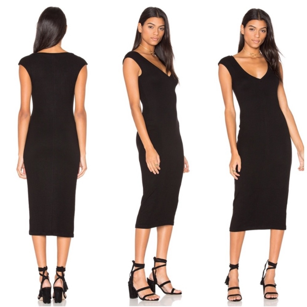 James Perse Black Midi Dress size 1 XS